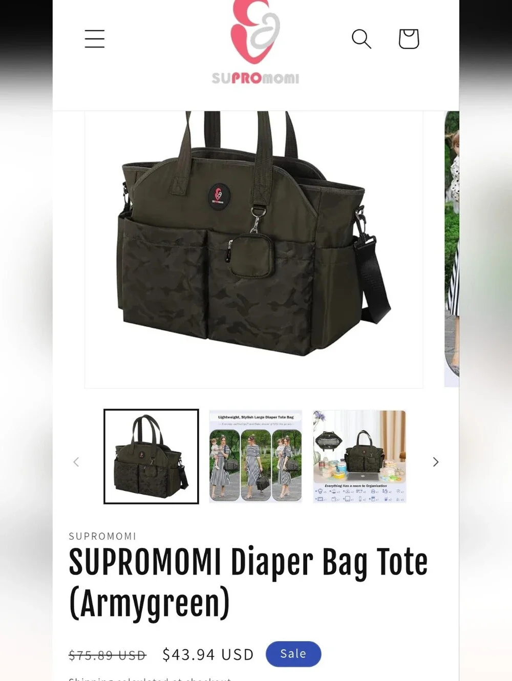 suPROmomi Camo/Green Diaper Bag